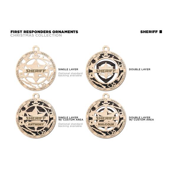 SHERIFF Ornament Personalized First Responder Christmas Gift - Picture 3 of 3